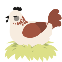 A cream and russet chicken with a neck-speckle pattern