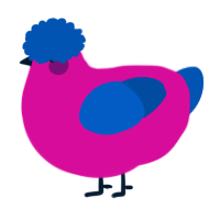 A fuchsia and ultramarine chicken