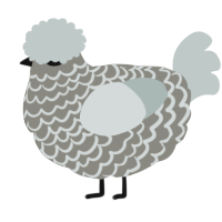 A ash and silver chicken with a lace pattern