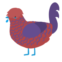 A red and overcast chicken with a lace pattern