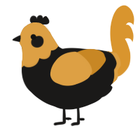 A sable and orange chicken with a head pattern