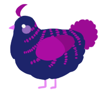 A navy and plum chicken with a half-bar pattern