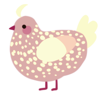 A blurple and lavender chicken with a speckle pattern
