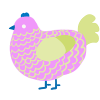 A lavender and lemon chicken with a lace pattern