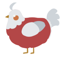 A red and mist chicken with a head pattern