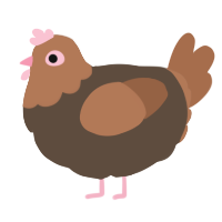 A bark and brown chicken with a head pattern