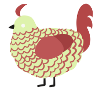 A apple and red chicken with a lace pattern
