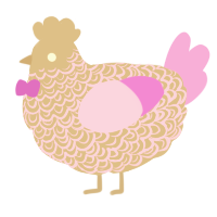 A beige and lavender chicken with a double-lace pattern