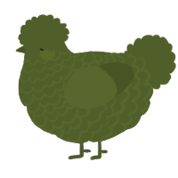 A olive chicken with a lace pattern