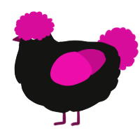 A black and fuchsia chicken