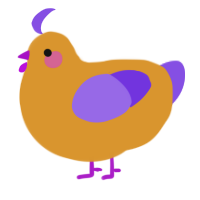 A orange and blurple chicken