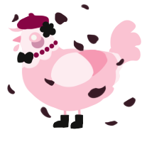 A rose chicken with a head pattern