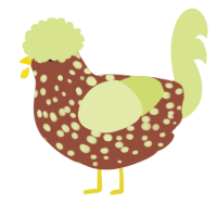 A russet and lemon chicken with a speckle pattern