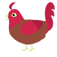 A russet and crimson chicken with a head pattern