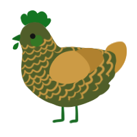 A olive and gold chicken with a lace pattern