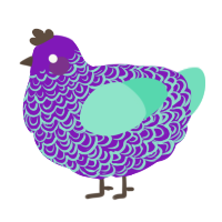 A violet and mint chicken with a double-lace pattern