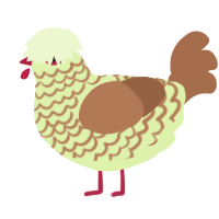 A apple and brown chicken with a lace pattern