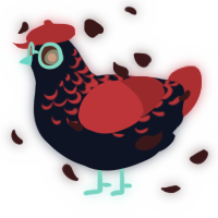 A tumblr and crimson chicken with a half-lace pattern