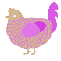 A beige and orchid chicken with a lace pattern
