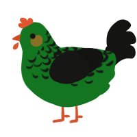 A leaf and black chicken with a half-lace pattern