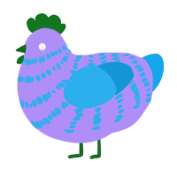 A lilac and sky chicken with a bar pattern