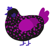 A sable and plum chicken with a speckle pattern