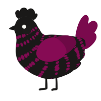 A sable and wine chicken with a bar pattern