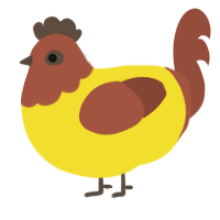 A yellow and russet chicken with a head pattern