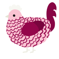 A rose and maroon chicken with a lace pattern
