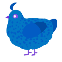 A sapphire and ultramarine chicken with a speckle pattern