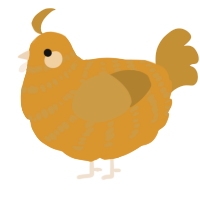 A orange and gold chicken with a bar pattern
