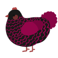 A sable and maroon chicken with a lace pattern