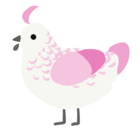 A white and pink chicken with a half-lace pattern