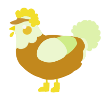 A ochre and apple chicken with a head pattern