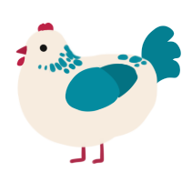 A cream and sea chicken with a neck-speckle pattern