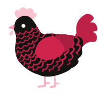 A black and crimson chicken with a lace pattern