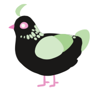 A sable and gluppy chicken with a neck-speckle pattern