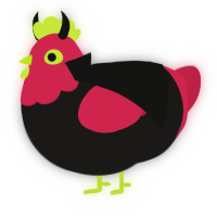 A sable and crimson chicken with a head pattern