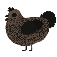 A bark and black chicken with a double-lace pattern