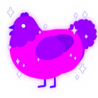A amethyst and violet chicken with a head pattern