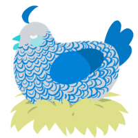 A mist and sapphire chicken with a double-lace pattern