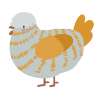 A silver and orange chicken with a bar pattern