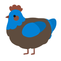A bark and sapphire chicken with a head pattern