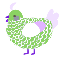 A grass and lavender chicken with a lace pattern