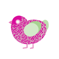 Rokuryu, a fuchsia and gluppy chicken with a double-lace pattern