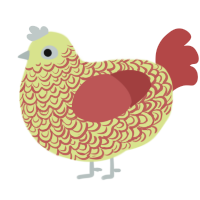 A lemon and red chicken with a double-lace pattern