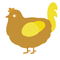 A gold and yellow chicken