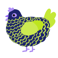 A navy and lime chicken with a lace pattern