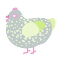 A silver and apple chicken with a speckle pattern