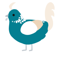 A sea and cream chicken with a neck-speckle pattern